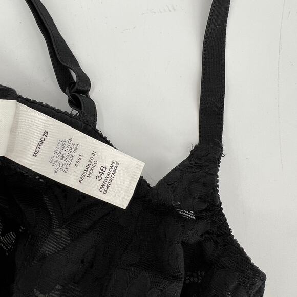 90s Vintage Victoria's Secret Black Lace Bra Size 34B - Picture 4 of 5